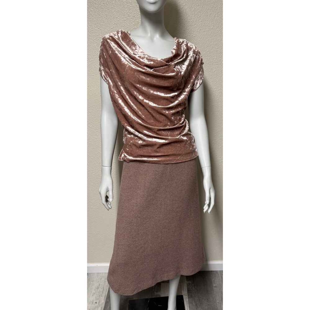 Vintage Skirt Tweed Wool Cashmere Classic Old Money 80s Academia Sz 6 Pink Mauve